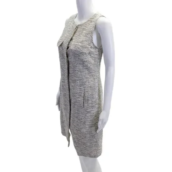 Adam Women Shift Dress Gray Sleeveless Mid-Calf Crew Neck Size 4 - Picture 2 of 4